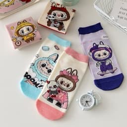 sét 5-10 đôi tất LABUBU cổ ngắn hot trend trẻ em 1-12 tuổi 4