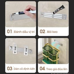 Kệ Đựng Dao Đũa Khung Thép Chống Rỉ, Thoáng Khí Chống Ẩm Mốc Thiết Kế Tháo Rời Ráo Nước 2
