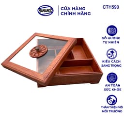 Khay Bánh Kẹo Mứt Tết Gỗ Hương Nắp Kính Vuông HAHANCO Thiết Kế Trang Nhã - CTH590 1