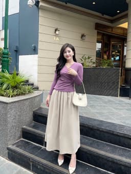 Áo thun nữ Dài tay Evalover cổ tim nhún eo  chất cotton Nhật co giãn 4 chiều Evalover 13