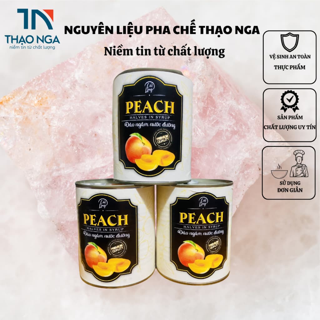 Đào ngâm nước đường Cát Long hộp to 830 gr nguồn nguyên liệu tự nhiên Thuần Việ