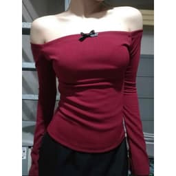 Áo Thun Dài Tay Trễ Vai Đính Nơ siêu hot cho nữ Giáng SInh- Noel - Tết m636 8