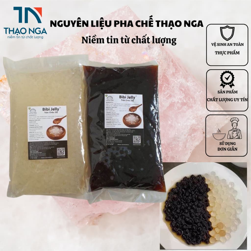 Trân châu ngọc trai TRẮNG 3Q BIBI JELLY bịch 2kg (trân châu giòn)