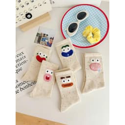 Bộ 10 Đôi Tất Cổ Cao Họa Tiết Biểu Cảm Siêu Hot Màu Tiêu Phong Cách Hàn Quốc  2