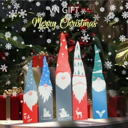 Ông già Mù trang trí Noel bằng gỗ loại dày 5mm size lớn, Phụ kiện trang trí cây thông Noel, decor giáng sinh 1