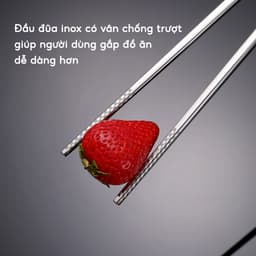 Đũa inox 304 kháng khuẩn chống ẩm mốc JYoohome Vỉ 5 đôi đũa ăn cơm nấu ăn Nhật Bản chống trơn trượt 3