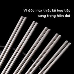 Đũa inox 304 kháng khuẩn chống ẩm mốc JYoohome Vỉ 5 đôi đũa ăn cơm nấu ăn Nhật Bản chống trơn trượt 4