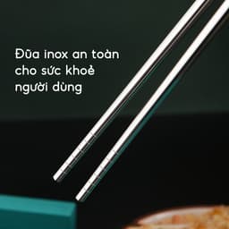 Đũa inox 304 kháng khuẩn chống ẩm mốc JYoohome Vỉ 5 đôi đũa ăn cơm nấu ăn Nhật Bản chống trơn trượt 5