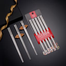 Đũa inox 304 kháng khuẩn chống ẩm mốc JYoohome Vỉ 5 đôi đũa ăn cơm nấu ăn Nhật Bản chống trơn trượt 7