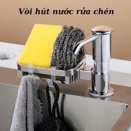 Bộ vòi hút nước rửa chén, Vòi bơm nước rửa chén kèm kệ để đồ, tự bơm hút dầu với ống dẫn silicon dài 1,2m 1