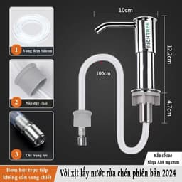 Bộ vòi hút nước rửa chén, Vòi bơm nước rửa chén kèm kệ để đồ, tự bơm hút dầu với ống dẫn silicon dài 1,2m 5