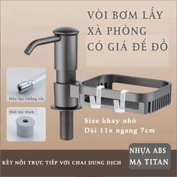 Bộ vòi hút nước rửa chén, Vòi bơm nước rửa chén kèm kệ để đồ, tự bơm hút dầu với ống dẫn silicon dài 1,2m 3