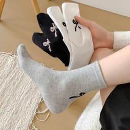 Set 5 đôi tất nam nữ , vớ cao cổ chất màu trơn Nơ sau màu phong cách hàn quốc Q3-11 3