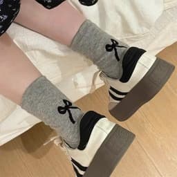 Set 5 đôi tất nam nữ , vớ cao cổ chất màu trơn Nơ sau màu phong cách hàn quốc Q3-11 6