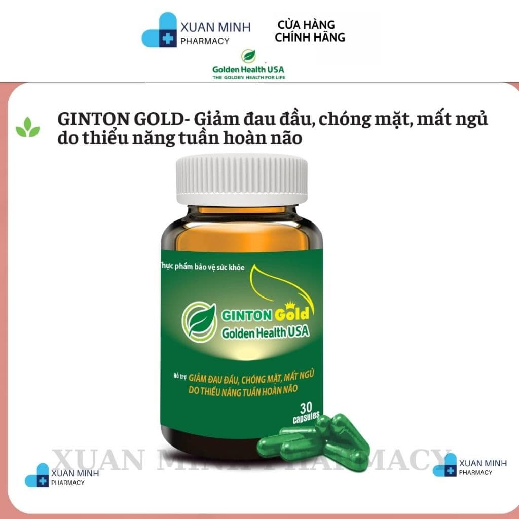 Viên uống hoạt huyết dưỡng não Bổ não Ginton , Giảm đau đầu, Chóng mặt, Mất ngủ ( chai 30 viên )