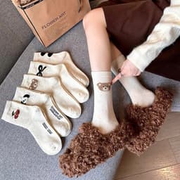 Tất Nữ Cao Cổ Muối Tiêu Họa Tiết Nơ Tim Gấu Dễ Thương tt62 { u101 } 2