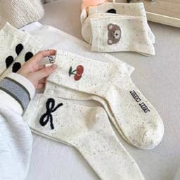 Tất Nữ Cao Cổ Muối Tiêu Họa Tiết Nơ Tim Gấu Dễ Thương tt62 { u101 } 5