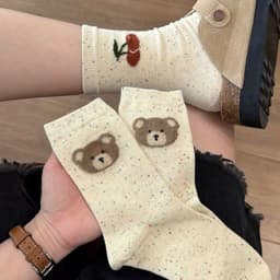 Tất Nữ Cao Cổ Muối Tiêu Họa Tiết Nơ Tim Gấu Dễ Thương tt62 { u101 } 9