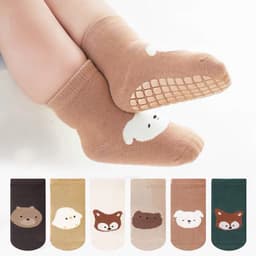 Set 5 Đôi Tất Trẻ Em Sơ Sinh Chó Trắng Cotton Tăm Chống Trơn Trượt Cho Bé Trai, Bé Gái Đi Cực Xinh SS61 { T102 } 4