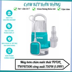 Máy bơm chìm nước thải TOTAL TWP87506 | Máy bơm chìm mini Công suất: 750W(1.0HP) 1