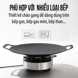 Chảo Đá Nướng Không Dầu Hàn Quốc Chống Dính Dùng Được Cho Mọi Loại Bếp Kích Thước 34CM 2