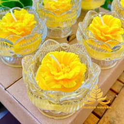 Hộp 6 Ly Nến Bơ Chum Hoa Sen, Nhiều Màu, An Toàn, Không Khói, Nến Bơ Thực Vật Cúng Dường,Thần Tài, Dâng Lễ Cháy 18h 5