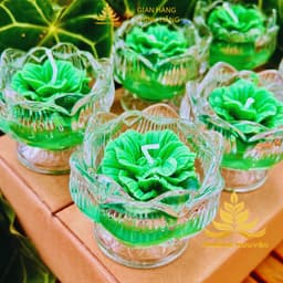 Hộp 6 Ly Nến Bơ Chum Hoa Sen, Nhiều Màu, An Toàn, Không Khói, Nến Bơ Thực Vật Cúng Dường,Thần Tài, Dâng Lễ Cháy 18h 8