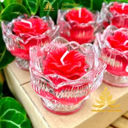 Hộp 6 Ly Nến Bơ Chum Hoa Sen, Nhiều Màu, An Toàn, Không Khói, Nến Bơ Thực Vật Cúng Dường,Thần Tài, Dâng Lễ Cháy 18h 7