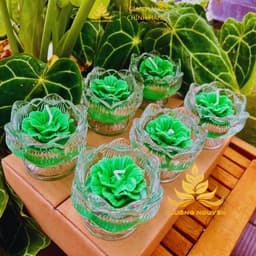 Hộp 6 Ly Nến Bơ Chum Hoa Sen, Nhiều Màu, An Toàn, Không Khói, Nến Bơ Thực Vật Cúng Dường,Thần Tài, Dâng Lễ Cháy 18h 4