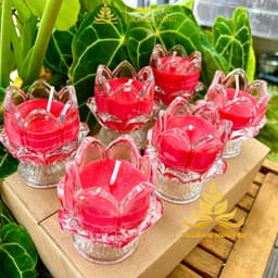 Hộp 12 Ly Nến Bơ Sen Nở, Nhiều Màu, An Toàn, Không Khói, Nến Bơ Thực Vật Cúng Dường,Thần Tài, Dâng Lễ Cháy 15H 2