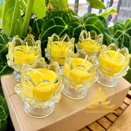 Hộp 12 Ly Nến Bơ Sen Nở, Nhiều Màu, An Toàn, Không Khói, Nến Bơ Thực Vật Cúng Dường,Thần Tài, Dâng Lễ Cháy 15H 1