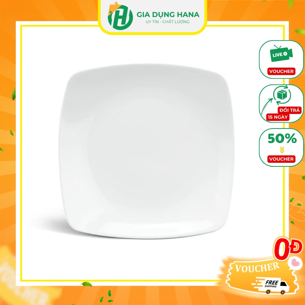Đĩa Vuông Sứ Trắng Trơn Gốm Sứ Cao Cấp Sang Trọng Độ Bền Cao Đủ Kích Thước