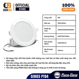 Đèn LED Panel đế mỏng âm trần Rạng Đông PT04.V2 phi 110 9W chính hãng 2