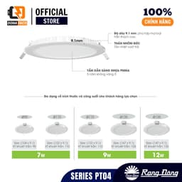 Đèn LED Panel đế mỏng âm trần Rạng Đông PT04.V2 phi 110 9W chính hãng 4