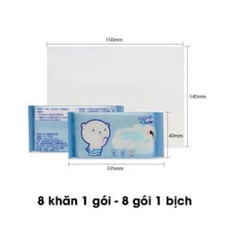 Combo 8 gói khăn ướt mini không mùi – Khăn vải không dệt 14x15 cm, dùng lau tay, mặt, sát khuẩn nhẹ 9