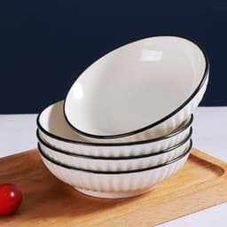 Bát Tô Sứ Trắng Viền Đen Ăn Cơm Gia Đình Họa Tiết Đơn Giản Tiện Lợi Nhiều Kích Thước 7
