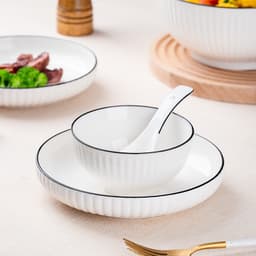 Bát Tô Sứ Trắng Viền Đen Ăn Cơm Gia Đình Họa Tiết Đơn Giản Tiện Lợi Nhiều Kích Thước 8