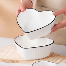 Bát Tô Sứ Trắng Viền Đen Ăn Cơm Gia Đình Họa Tiết Đơn Giản Tiện Lợi Nhiều Kích Thước 9