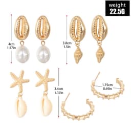 Bộ 4 Bông Tai/Khuyên Tai Vỏ Sò Vintage Bohemian - Quà Tặng Vibe Ocean Charm, Set Độc Đáo, Phong Cách Hàn Quốc 5