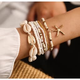 Bộ 7 Vòng Tay Vòng Chân Hạt Cườm Sao Biển Vỏ Sò - Quà Tặng Vibe Ocean Charm, Set Vintage Y2K, Phụ Kiện Nữ Đẹp 3