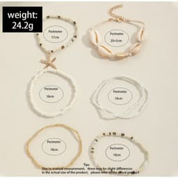 Bộ 7 Vòng Tay Vòng Chân Hạt Cườm Sao Biển Vỏ Sò - Quà Tặng Vibe Ocean Charm, Set Vintage Y2K, Phụ Kiện Nữ Đẹp 7