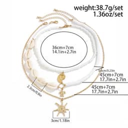 Set 3 Vòng Cổ Nữ Đi Biển, Vỏ Sò Ốc & Mặt Trời Vintage Bohemian Ocean Charm- Phụ Kiện Trang Sức Dây Chuyền Biển 5