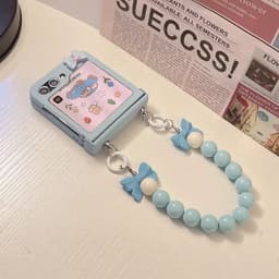 [CÓ SẴN] Bảo vệ bản lề - Ốp Z Flip6 - Flip5 - Flip4 - Flip3 pastel ngọt ngào charm nơ phủ bóng kèm dây tiểu thư cute 3