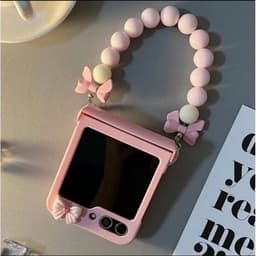 [CÓ SẴN] Bảo vệ bản lề - Ốp Z Flip6 - Flip5 - Flip4 - Flip3 pastel ngọt ngào charm nơ phủ bóng kèm dây tiểu thư cute 5