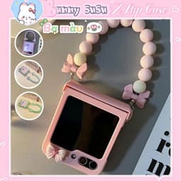 [CÓ SẴN] Bảo vệ bản lề - Ốp Z Flip6 - Flip5 - Flip4 - Flip3 pastel ngọt ngào charm nơ phủ bóng kèm dây tiểu thư cute 1
