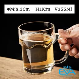 Bộ 6 Cốc Thủy Tinh Vàng Có Quai 300ML – Ly Dập Nổi 3D Sang Trọng, Thành Dày Dặn, Cầm Chắc Tay 9