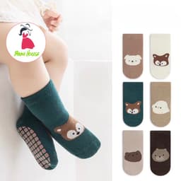 Set 5 Đôi Tất Trẻ Em Sơ Sinh Chó Trắng Cotton Tăm Chống Trơn Trượt Cho Bé Trai, Bé Gái Đi Cực Xinh SS61 { T102 } 1