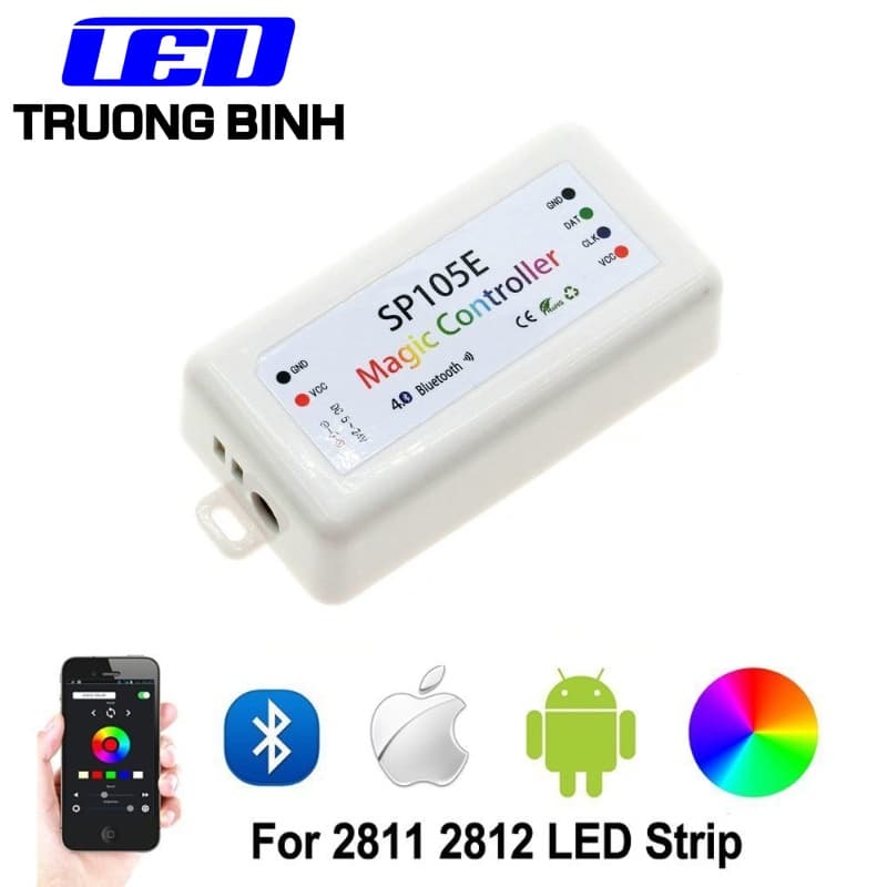 SP105E BỘ ĐIỀU KHIỂN LED FULL MÀU ARGB WS2812B WS2811 UCS1903 ĐIỀU KHIỂN QUA APP MOBILE BLUETOOTH