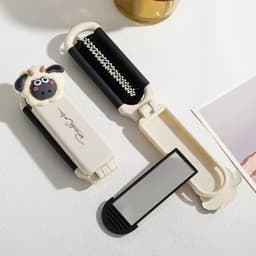 Lược chải tóc gấp gọn kèm gương 2 trong 1 đính Nơ Cừu siêu dễ thương 3