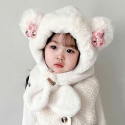 Mũ Len Trùm Đầu Đính "Tai Cà Rốt" -, Nón Len Liền Khăn Quàng Lông Thỏ Giữ Ấm Mùa Đông Đáng Yêu Cho Bé. .. 9